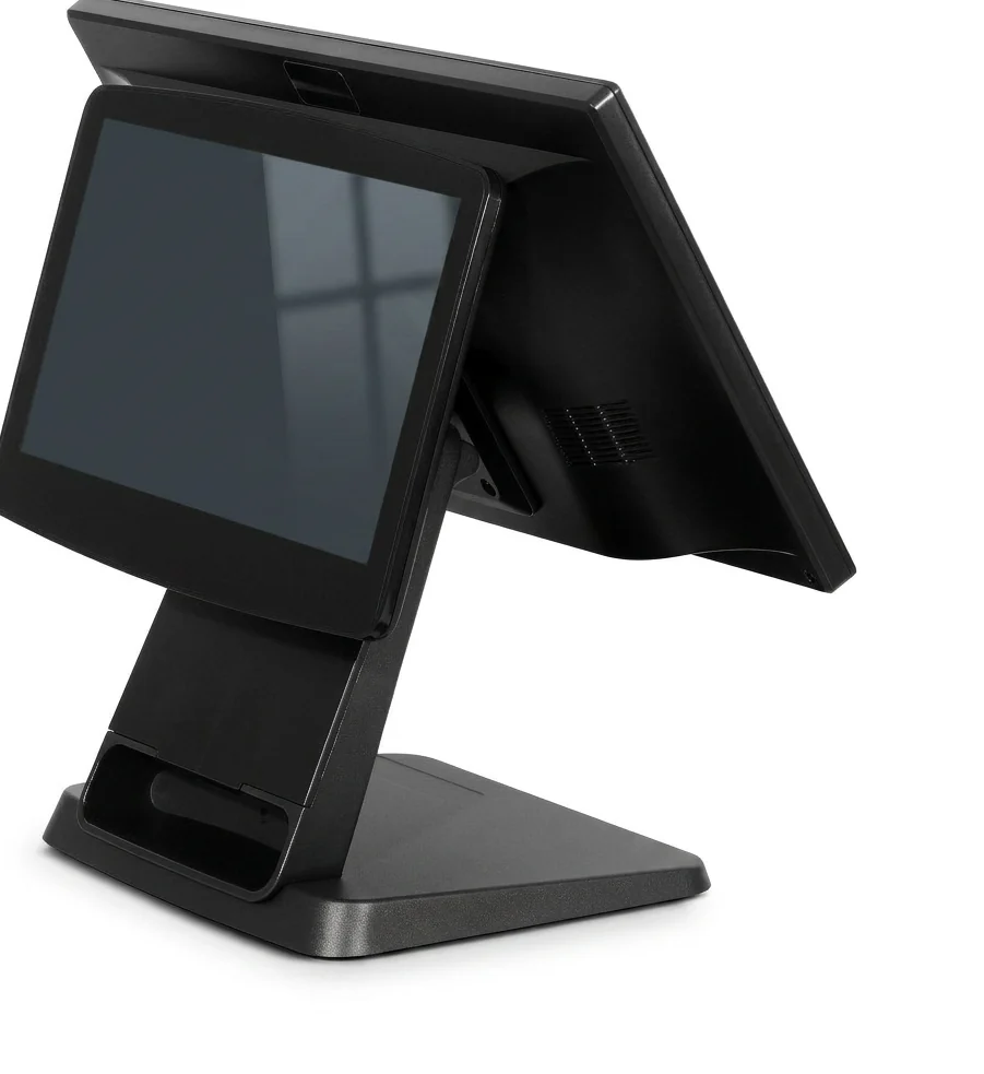 A countertop register with a second screen facing the customer